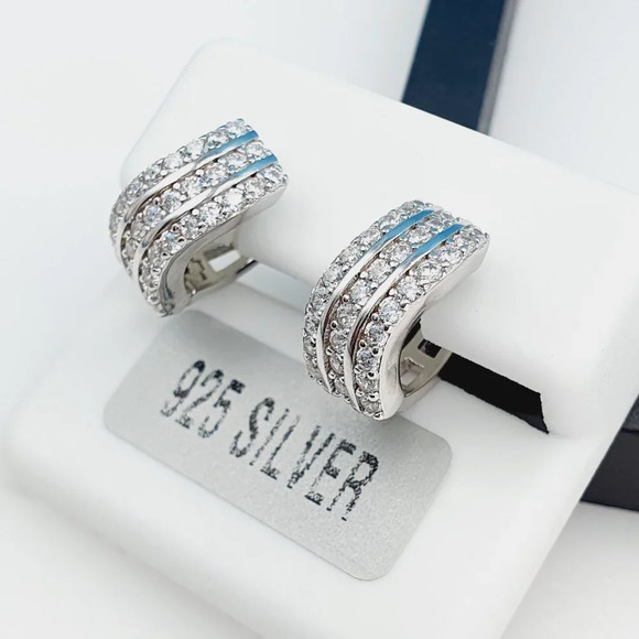 "925 Sterling Silver Cubic Zirconia Earrings, UU1P6A6125 - Picture 4 of 10